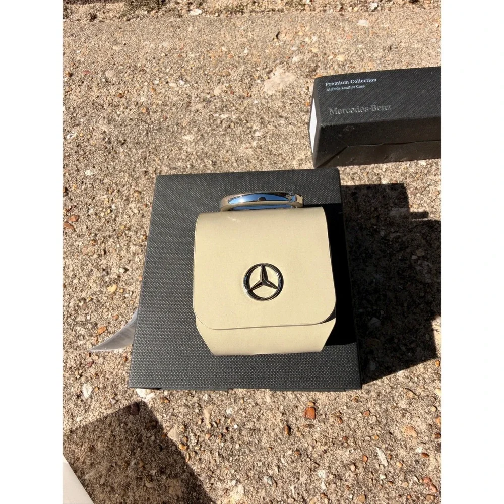 Mercedes-Benz D-Ring Leather Case Compatible with‎ Airpods (Storm Gray)